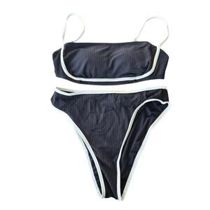 Cupshe High Waisted Square Neck Color Block Cheeky Bottom Bikini Size M NWT NEW